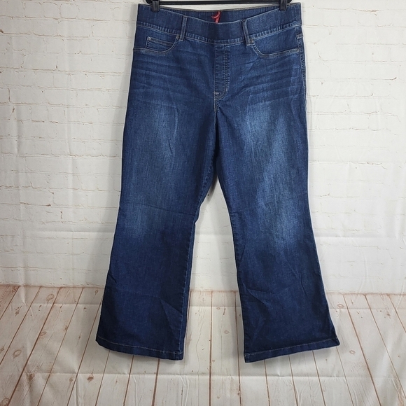 Spanx Pull On High Rise Flare Shapewear Jeans Midnight Shade Blue 3X Petite - Picture 2 of 12